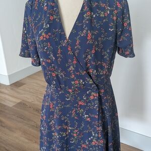 Madewell Navy Floral Midi Dress